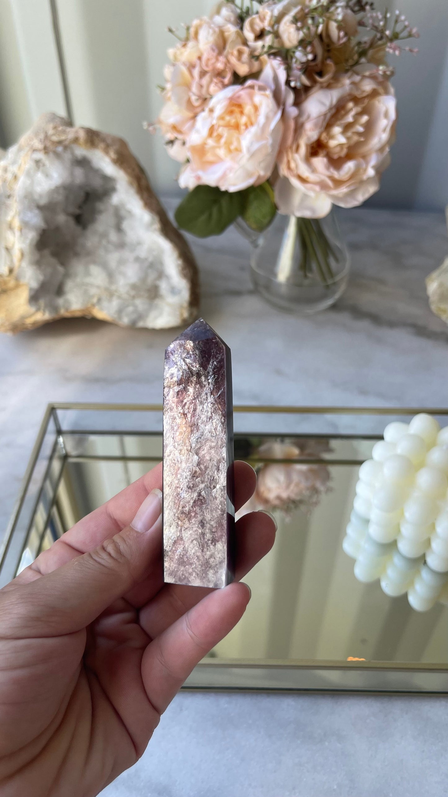 Gem Lepidolite Tower E