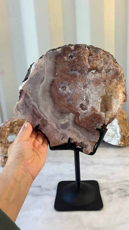 Large Pink Amethyst slab on stand 3.21kg