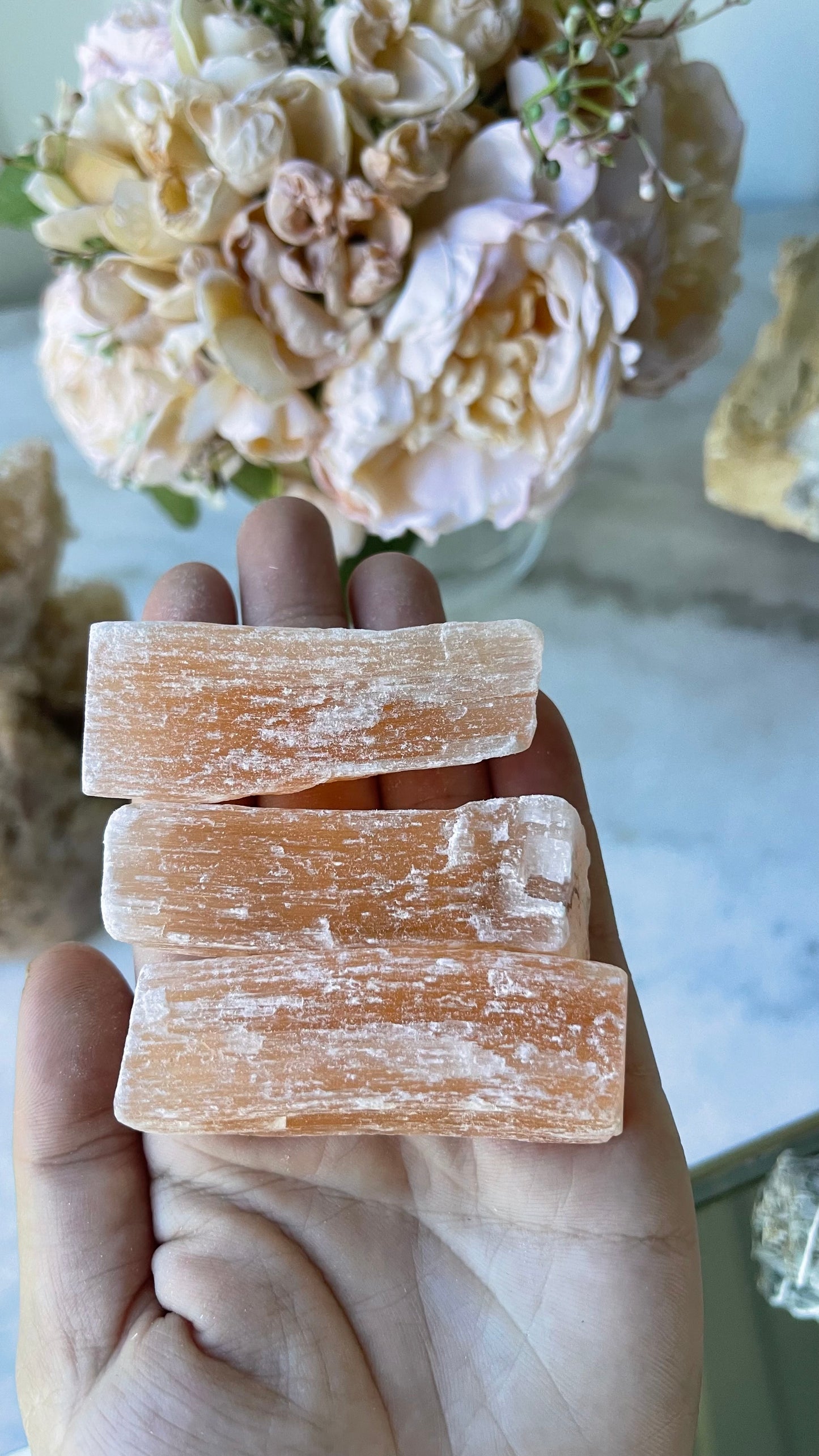 Peach Selenite rods