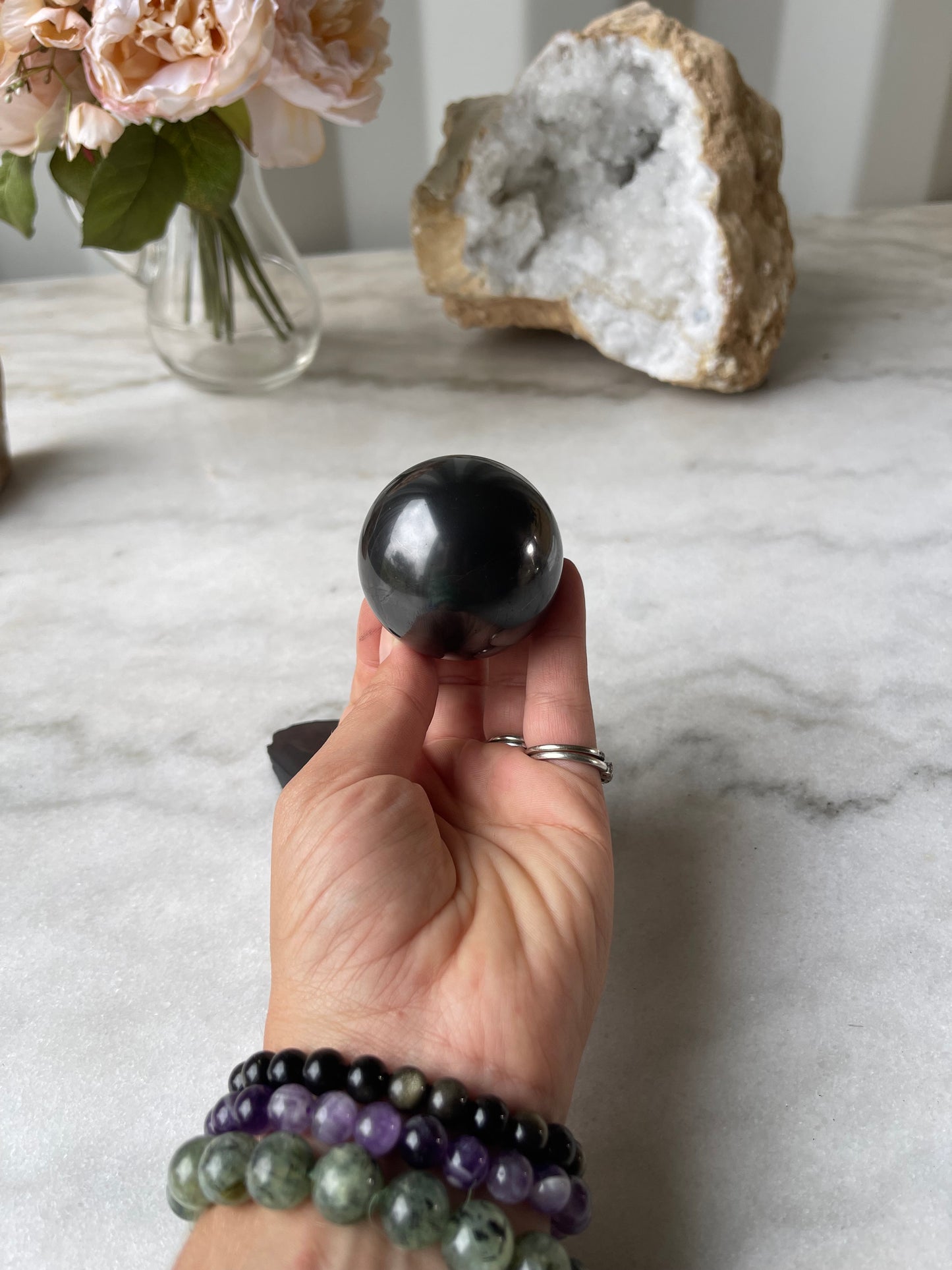 Shungite sphere with stand C