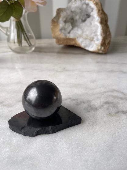 Shungite sphere with stand C