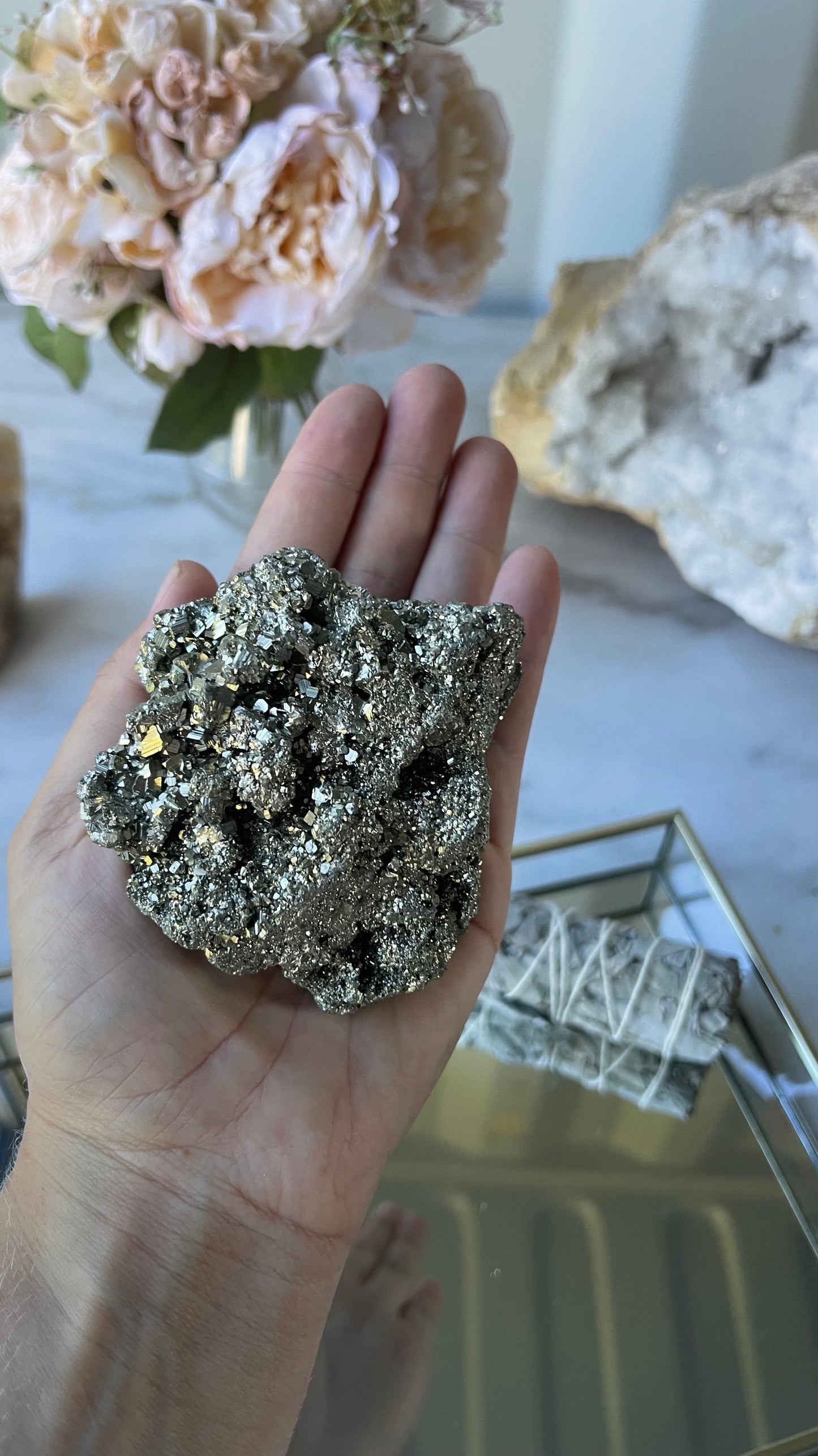 Pyrite cluster 555g.  A