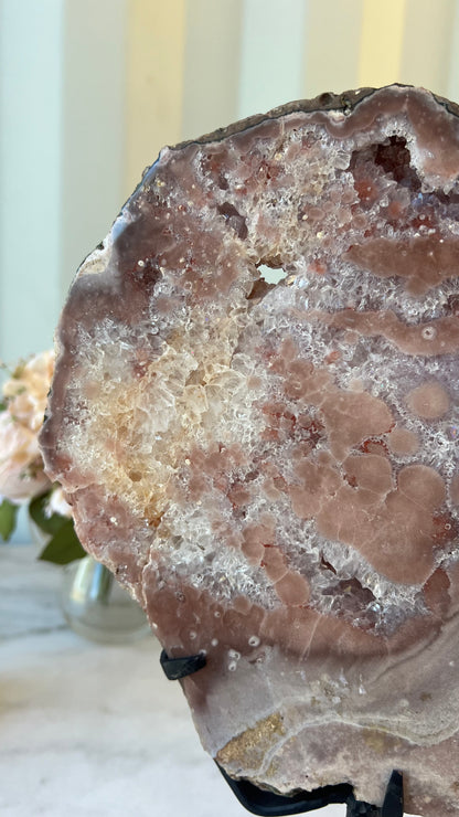 Large Pink Amethyst slab on stand 3.21kg