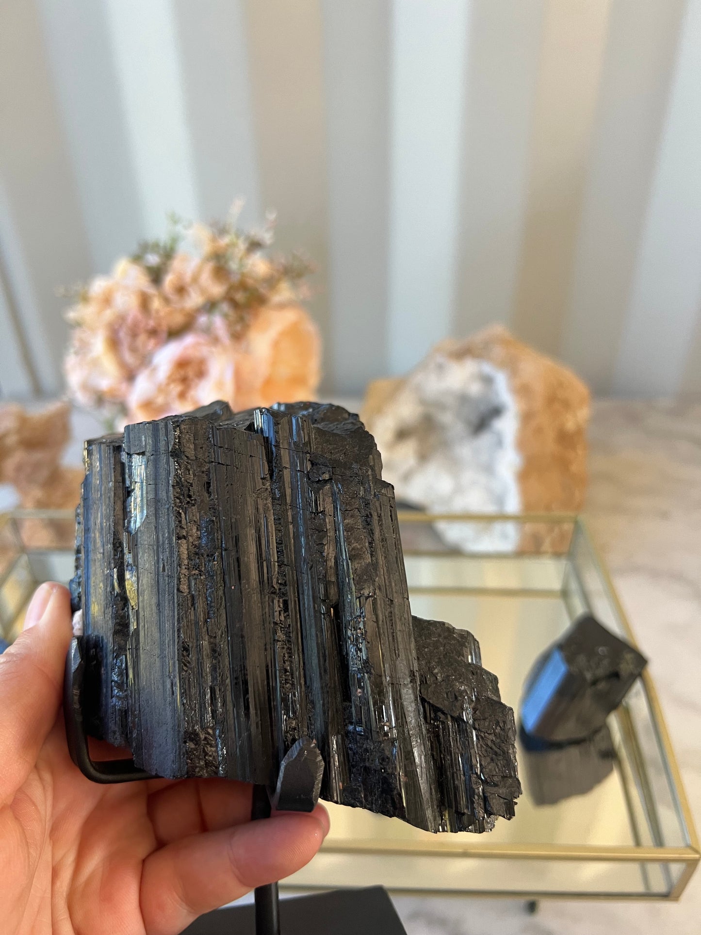 Raw Black Tourmaline on stand 1.374kg