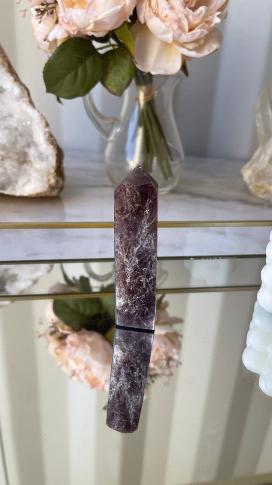 Gem Lepidolite Tower E