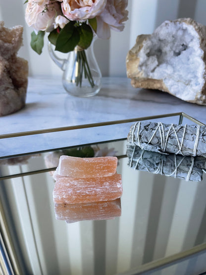 Peach Selenite rods