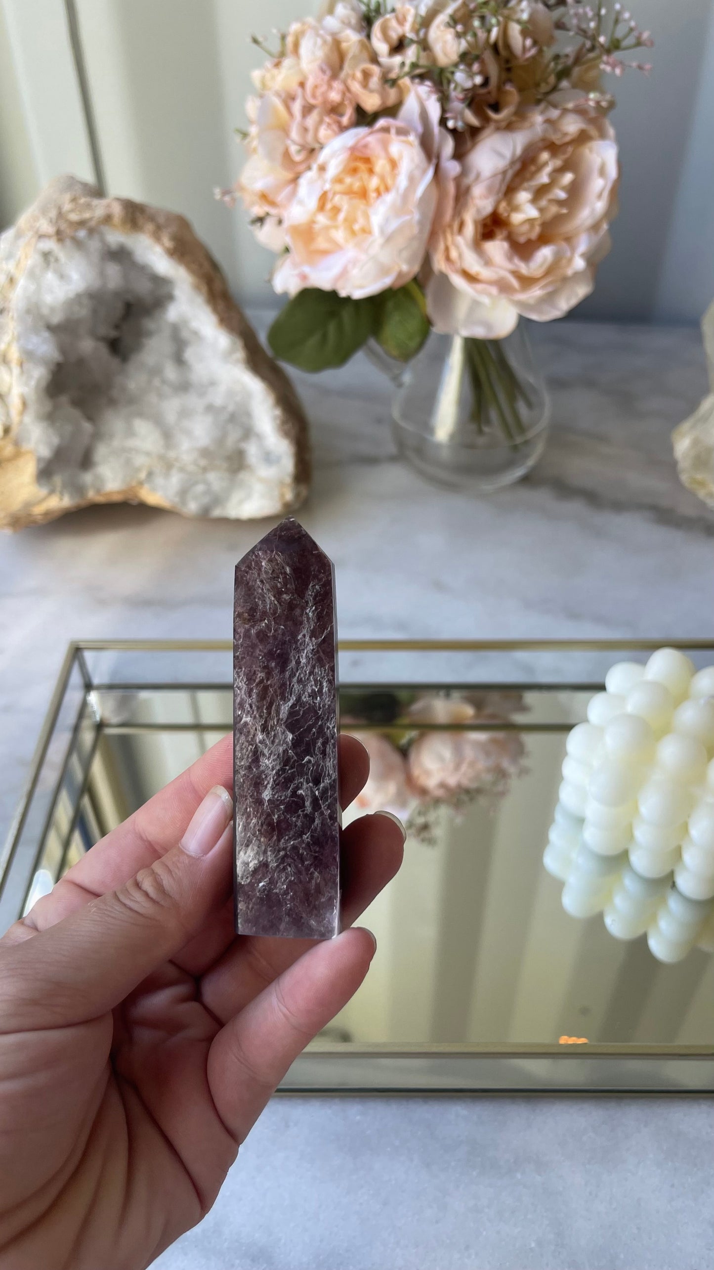 Gem Lepidolite Tower E